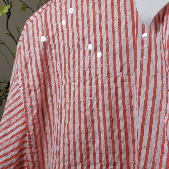 A'nue Ligne Women's Long Sleeve Button Up Sequined Top Size Petite L - Picture 4 of 11